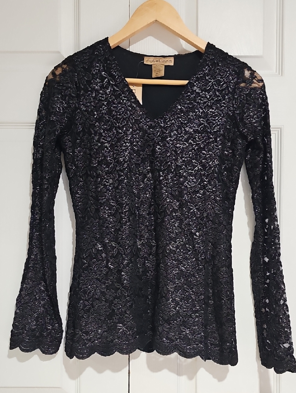 ✨ Notations Black Lace Peplum Top NWT ✨